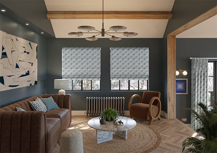 Foxley Faux Silk, Marine - Motorised Roman Blind - Image 8